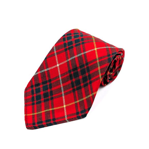 Vintage Lochcarron Tartan Plaid Tie Bruce Clan New Wool Made in Scotland Preppy - Picture 1 of 8